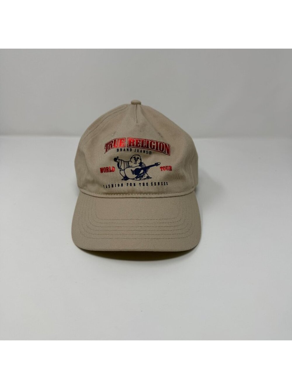 True Religion World Tour Baseball Cap Buddah Guitar Tan Khaki Unisex
